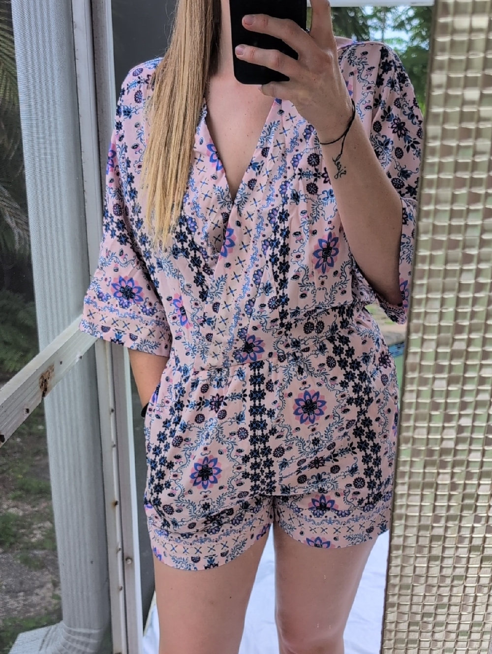 Japna Pink Floral Print Short Sleeve Romper
